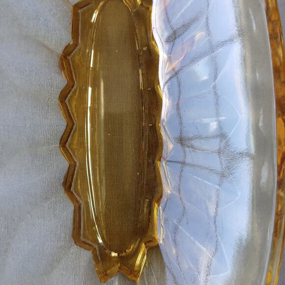 Indiana Glass Amber Oval Banana Boat 9" relish candy dish vintage depression - Picture 7 of 10